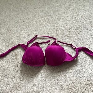 A purple bathing suit top